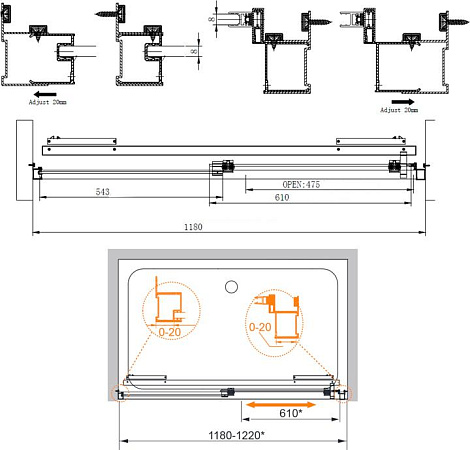 Душевая дверь в нишу Cezares Lux soft W BF1 120 C Cr IV