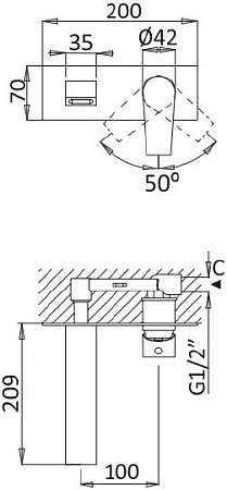 Смеситель для раковины Cezares NAUTIC-BLI-NOP, черный