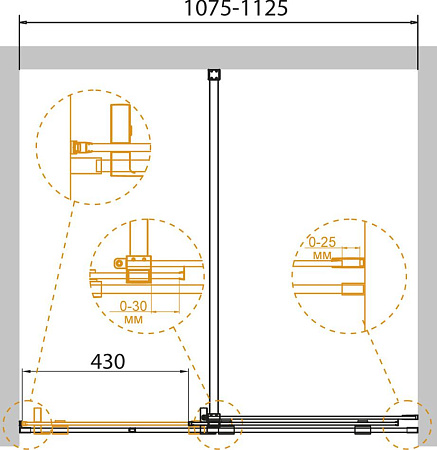 Душевая дверь в нишу Cezares Stream BF 1 110 C Cr