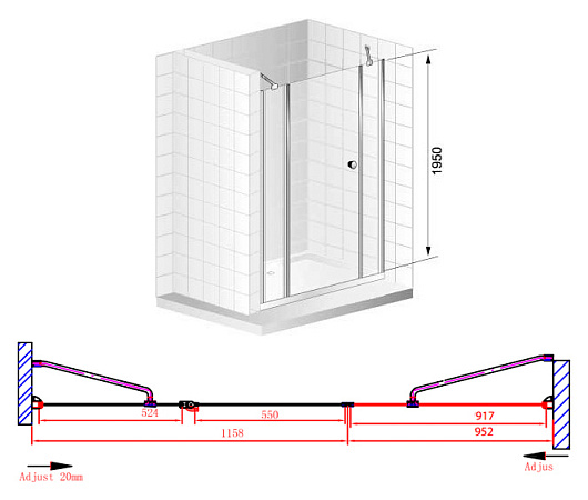 Душевая дверь в нишу Cezares Elena B13 100/60/60 C Cr