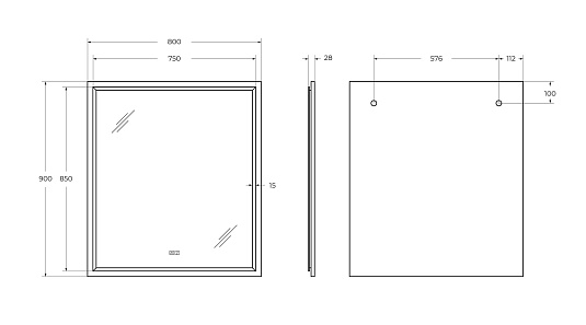 Зеркало Cezares 80х90 CZR-SPC-INT-800-900-LED-TCH-WARM-BL с подсветкой, Bianco Lucido