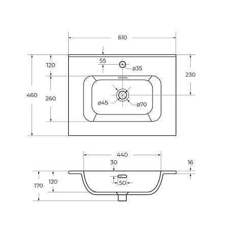 Накладная раковина Cezares Duet 61 CZR-8095-60 белый глянец