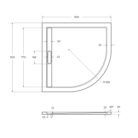 Душевой поддон Cezares 90х90 TRAY-AS-R-90-30-NERO черный матовый
