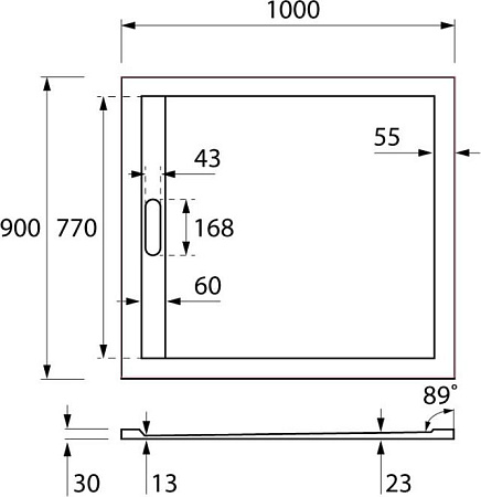 Поддон для душа Cezares TRAY-AS-AH-100/90-30-W