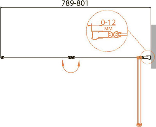 Шторка на ванну Cezares RELAX-V-2-80/140-P-Bi-R стекло punto
