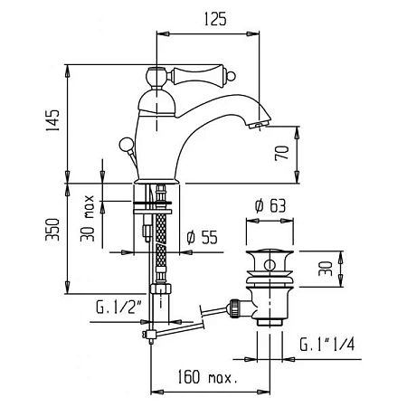 Смеситель Cezares Margot MARGOT-LSM1-NLC для раковины, черный