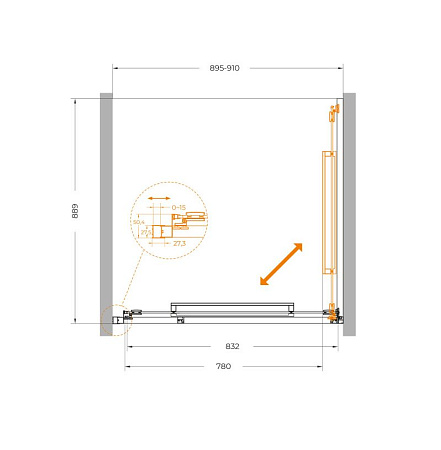 Душевая дверь Cezares LUX-B-FS-1-90-C-CR, 90х195, профиль хром, стекло прозрачное