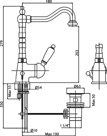 Смеситель Cezares Elite ELITE-LSM2-02-Bi для раковины