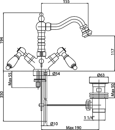 Смеситель Cezares Diamond DIAMOND-BS2-01-Sw для биде