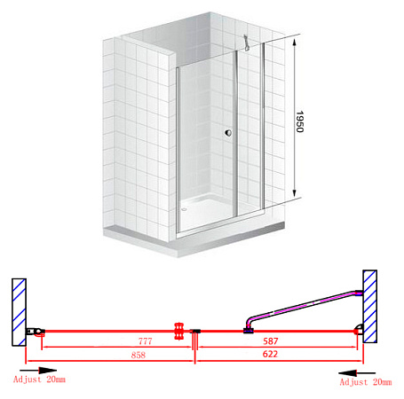 Душевая дверь в нишу Cezares Elena W B11 60/90 P Cr L