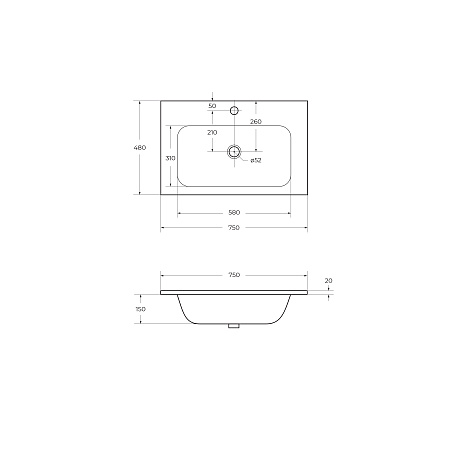 Накладная раковина Cezares Eco 120 CZR-750/480-LV-MR-ECO белый