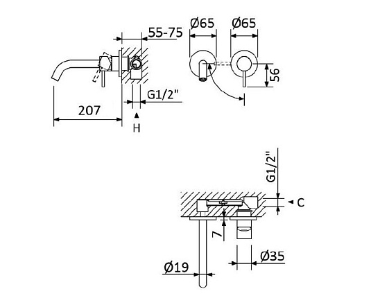 Смеситель для раковины Cezares Leaf LEAF-BLI2-20-L-SS sunset