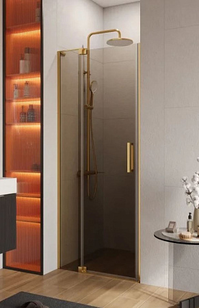 Дверь душевая Cezares Slider 80 SLIDER-B-1-80/90-BR-BORO профиль брашированное золото, стекло тонированное