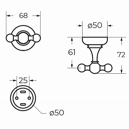 Двойной крючок Cezares Aphrodite APHRODITE-DHK2-03/24-M, золото
