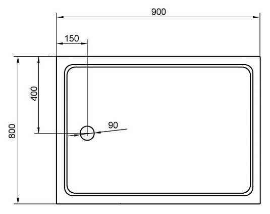 Поддон для душа Cezares Tray прямоугольный 90/80 акриловый