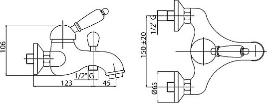 Смеситель Cezares Vintage VINTAGE-VM-03/24-Sw для ванны с душем