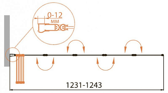 Шторка на ванну Cezares RELAX-V-5-120/140-P-Bi-L стекло punto