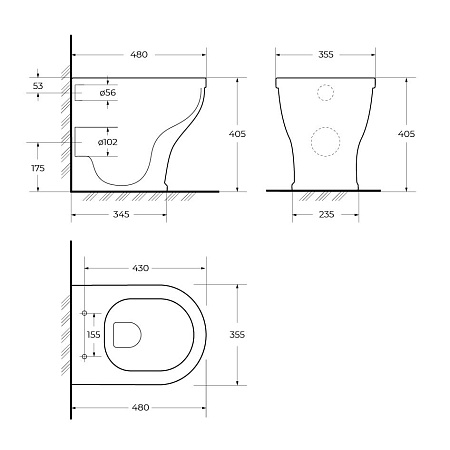 Приставной унитаз Cezares Giubileo CZR-265-CBR белый