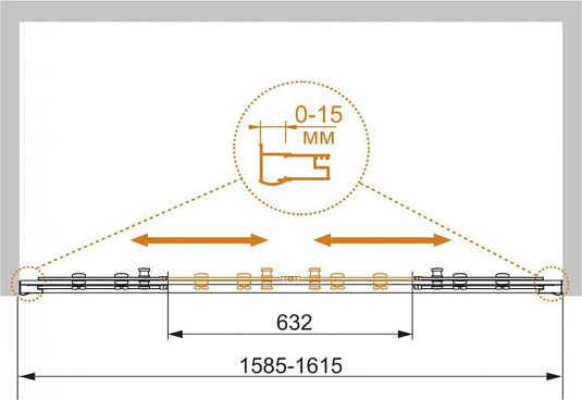 Душевая дверь в нишу Cezares PRATICO-BF-2-160-C-Cr стекло прозрачное