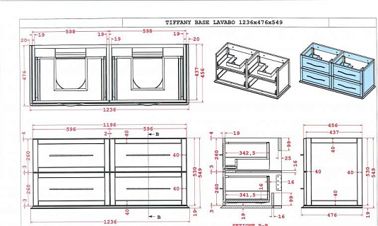 Тумба для комплекта Cezares Tiffany 54955 nero grafite