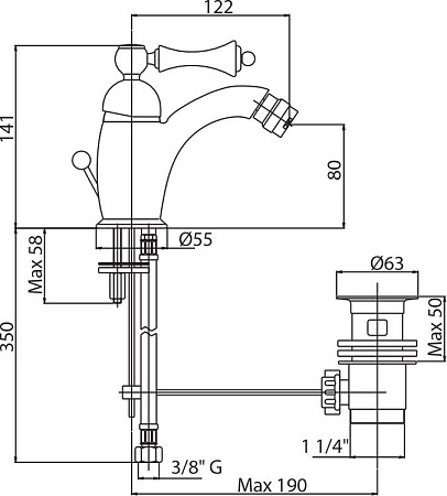 Смеситель Cezares Margot MARGOT-BSM1-03/24-M для биде