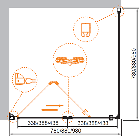 Душевой уголок Cezares ELENA-W-AS-1-90-C-Cr стекло прозрачное