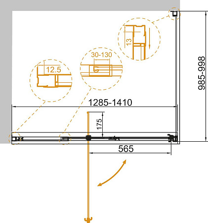 Душевой уголок Cezares VARIANTE-AH-1-130/140-100-C-Cr стекло прозрачное