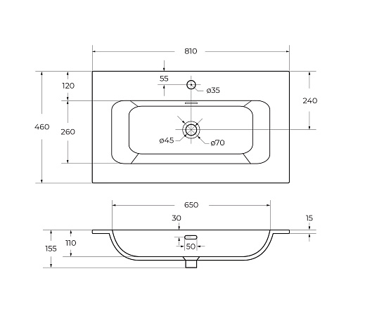 Накладная раковина Cezares Eco 81 CZR-8073-80 белый глянец