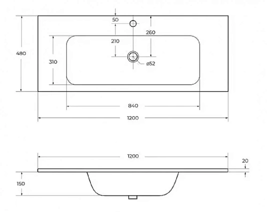 Раковина Cezares Eco CZR-1200/480-LV-MR-ECO белый