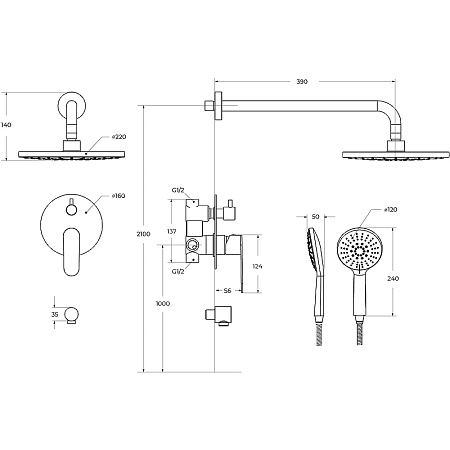 Душевой комплект Cezares Stylus STYLUS-DSET-01 хром