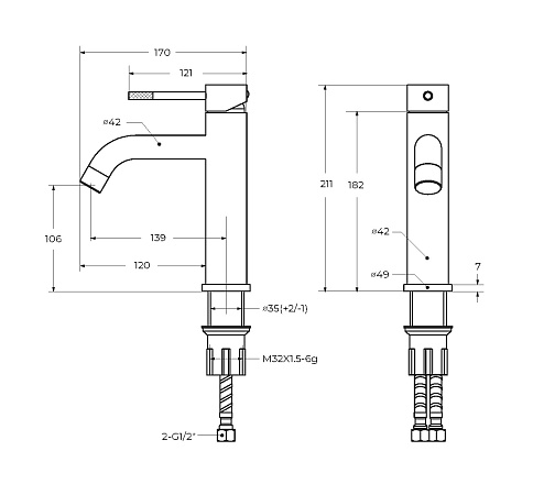Смеситель для раковины Cezares Relax RELAX-LS1-GM с донный клапаном, оружейная сталь