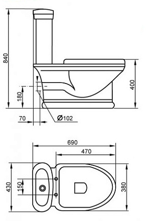 Унитаз-компакт Cezares Primo CZR-166-T с бачком CZR-240-T