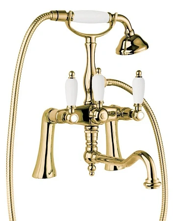 Смеситель для ванны с душем Cezares First First-PBV2-03/24-Bi золото,белый