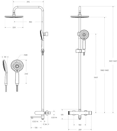 Душевая система Cezares Stylus STYLUS-CVD-IN сатин