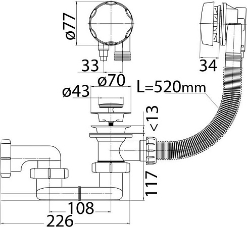 Слив-перелив Cezares CZR-STP1-01, хром