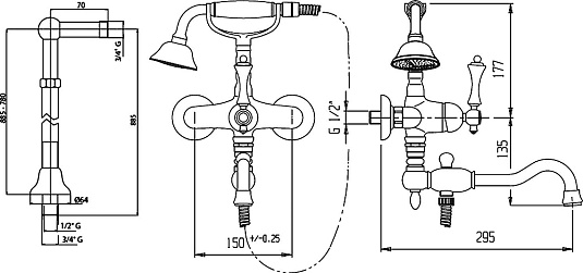 Смеситель Cezares Margot MARGOT-VDPS2-02-Bi напольный