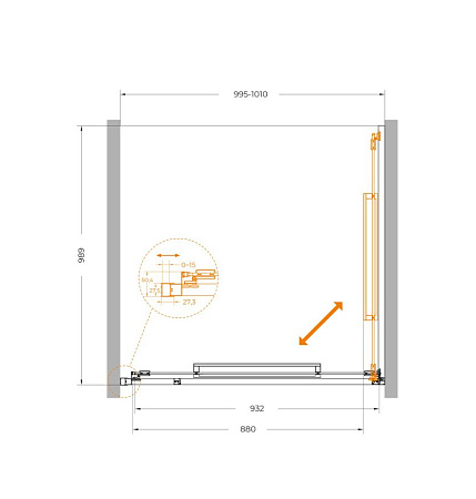 Душевая дверь Cezares LUX-B-FS-1-100-C-CR, 100х195, профиль хром, стекло прозрачное