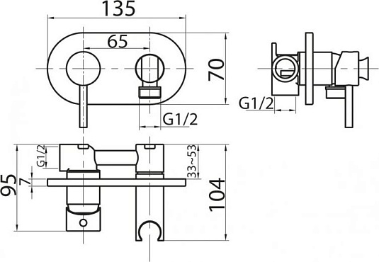 Смеситель для душа Cezares CZR-DA5-01, хром