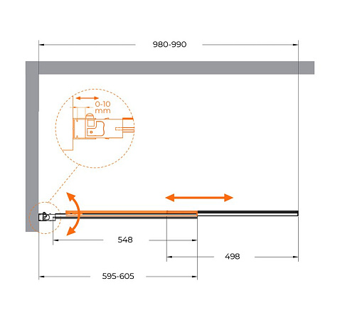 Шторка на ванну Cezares SLIDER-VF-11-100/150-P-Cr стекло рифленое