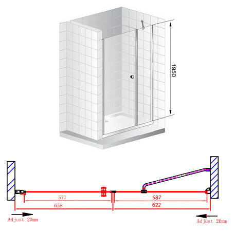 Душевая дверь в нишу Cezares Elena W B11 60/70 P Cr R