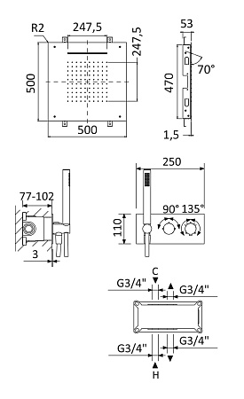 Душевая система Cezares Leaf LEAF-DSIS-T-50-01 хром