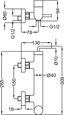 Смеситель Cezares Eco ECO-DM-01-Cr для душа