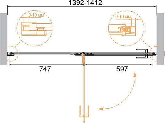 Душевая дверь Cezares Bellagio 140 BELLAGIO-B-12-140-C-BORO, профиль золото, стекло прозрачное