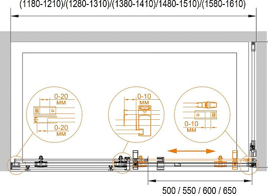 Душевая дверь в нишу Cezares STYLUS-O-M-BF-1-120-C-Cr стекло прозрачное