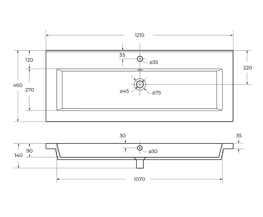 Накладная раковина Cezares 121 CZR-8070-120 белый глянец
