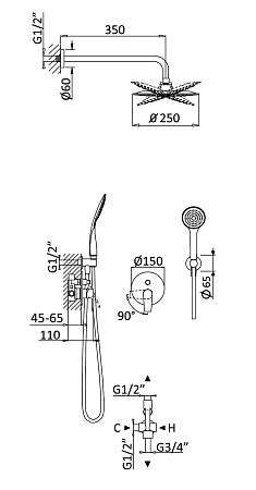 Душевая система Cezares Nautic NAUTIC-DSIP-SR sunrise