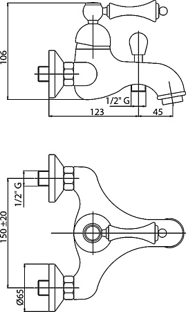 Смеситель Cezares Margot MARGOT-VM-01-Bi для ванны с душем