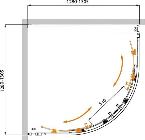 Душевой уголок Cezares MOLVENO-R-22-100+30-C-Cr-IV стекло прозрачное