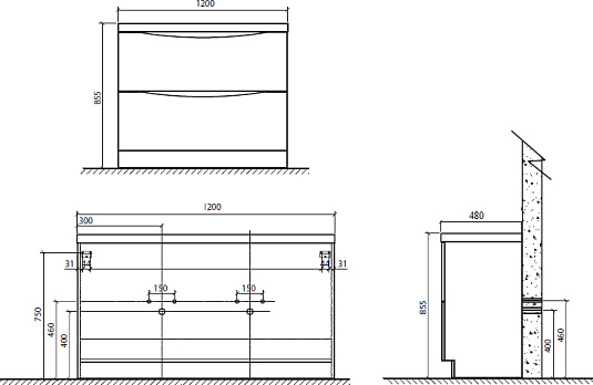 Тумба с раковиной BelBagno Ancona-N 120 rovere more напольная