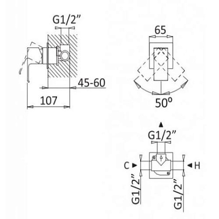 Смеситель для душа Cezares Porta PORTA-DIM-SR sunrise